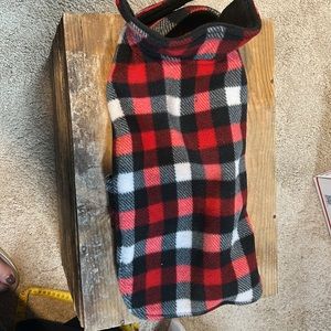 Buffalo Plaid dog coat. Reversible Exc condition. Thick and warm. 15 inches long